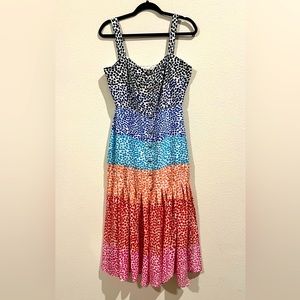 Philosophy Brushstroke Maxi dress sleeveless ombré rainbow. Size 8